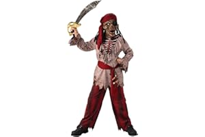 RUBIE'S Rubies - Déguisement Enfant Halloween Officiel - Combinaison Pirate Squelette Manches Longues, Foulard et Masque - Taille 5-7 Ans - pour Carnaval, Noël, Anniversaire, Fêtes et Halloween.
