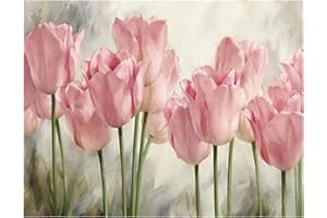 DCIDBEI (50x40cm DIY Cuadros Diamante Kit Completa Cuadrado 5D Diamond Painting Tulipanes Pintura Diamante Flores Mosaico Manualidades para Regalar Adultos
