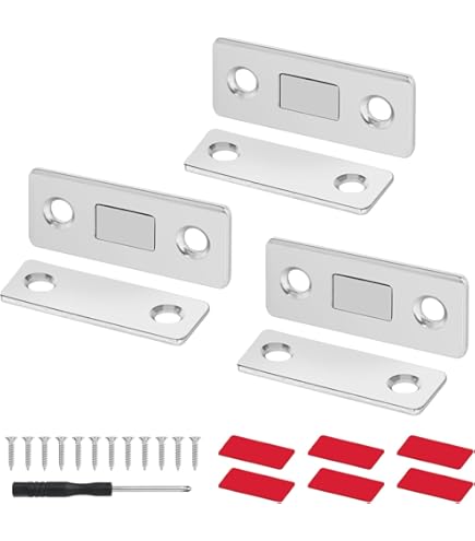 Magneetsnappers, 6 stuks deurmagneten voor kastdeuren, roestvrij stalen deurmagneet, metalen meubelkastmagneet, geschikt voor keukenschuifdeuren, kasten, laden, kledingkasten (zwart
