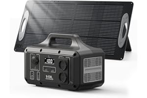 VDL Générateur Électrique Portable 800W/510Wh avec Panneaux Solaires Pliables 100W, 2 Prises CA 800W (1600W crête) Générateur Solaire pour Extérieur, Camping