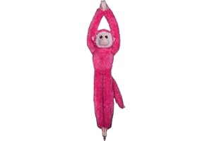 EcoBuddiez Tree Huggers Deluxebase różowa wiewiórka małpa, 55 cm, mały plusz do zawieszenia, wykonany z plastikowych butelek pochodzących z recyklingu. Ekologiczna pluszowa zabawka, idealny prezent