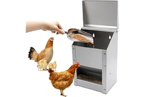 MOGOULUA Mangiatoia automatica per polli in acciaio inox con 1 pala, mangiatoia per pollo, 4,5 kg, alimentazione automatica, resistente all'acqua per pollame