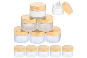 KTPCN Lot de 12 petits bocaux en verre avec couvercles, 30 ml/50 ml, pots vides en verre pour produits de toilette, baume à lèvres, poudre, lotion, crème, échantillon