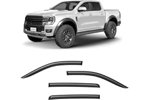 ‎CLIM ART CLIM ART Windabweiser für/kompatible mit Ford Ranger 2022-2026 SuperCrew - Stick-on Regenabweiser - Autofenster Sonnen-& Regenschutz - Windabweiser Autofenster - Einfache Montage - Garantie 4 Set