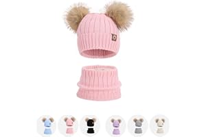 Vikmyer Kids Winter Beanie Hat Scarf Set Knit Warm Soft Slouchy Hat for Boys Girls 2-8 Year