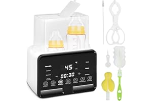 Evoloo Baby Bottle Warmer,Double Bottle Sterilizer with LCD Warmer Display,Fast Baby Food Heating & Defrost, Baby Food Warmer for Breastmilk & Formula with Accurate Temperature Control