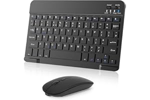 Nsyee Bluetooth Keyboard and Mouse, Universal Compact Wireless Keyboards, Rechargeable Portable for iPad/Samsung/Tablet/iOS/Android/Windows, UK Layout (Black, Keyboard and Mouse)
