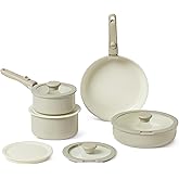 Amazon Basics Bater&iacute;a de Cocina Apilable Antiadherente de Cer&aacute;mica con Asas Desmontables, Juego de 11 Piezas, Compatible con