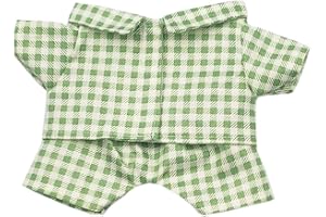 niannyyhouse 10 cm 15 cm 20 cm plyschdocka kläder skjorta byxor flerfärgad rutig pyjamas set docka klänning (grön-2, 20 cm)