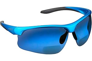 voltX Gafas bifocales de seguridad para lectura CONSTRUCTOR ULTIMATE' (Dioptría +1.0 - +3.0) CE EN166FT - Bifocales Ciclismo Deportivo - UV400 - Lentes ahumadas, de espejo azules, de espejo doradas