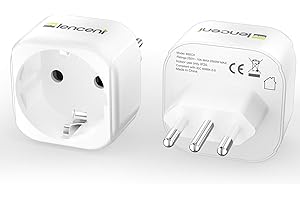 LENCENT 2X Adaptateur de Voyage France vers Italie, 2 Broches Europe vers 3 Broches Italienne pour Italie, Chili, Saint-Marin, Vatican, Uruguay, Syrie, Érythrée, Libye Type L