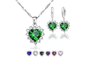 CRYSTALINA Parure Gioielli Donna, Collana da Donna e Orecchini Donna Argento 925 Donna con Ciondolo Cuore, Set Regalo Donna, Set Argento Donna, Gioielli da Donna in Argento S925 e Zirconi Colorati