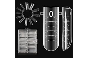 ZEYACHAN 120Pcs Unghie Finte Nail System Dual Nail Form,Rettangolo Acrilico Tips Unghie con Scala Graduata per Unghie Strumenti per Manicure, Ricostruzioni ManiNails e Tip Nail Art(12 Dimensioni)