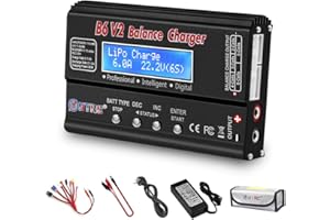 HAISITO LiPo Balance Ladegerät, 1S-6S Digital Discharger Akku Ladegerät 80W 6A für Li-Ion Life NiCd NiMH LiHV PB Smart Akku, Dekanstecker + Netzteil