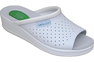 Sanital Light - Mule pour Famme en Cuir pour la Maison - 1351 avec Un Coussinet en Gel sur Le Talon