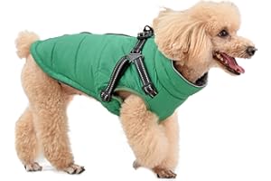 Misazy Manteau Chien avec Harnais, Manteau Harnais Chien, Manteaux dhiver pour Chiens, Conception zippée de Haute qualité, 2 en 1 Tenue Manteau pour Temps Froid Ceinture Dorsale réfléchissante, S