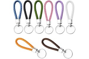 LONSVTTU 8 Pièces Porte-Clés en Cuir Tressé - Porte-clés de Voiture Multifonction - Pendentif Clé pour Hommes et Femmes