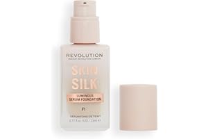 REVOLUTION BEAUTY LONDON Makeup Revolution, Skin Silk Serum Foundation, Light to Medium Coverage, Contains Hyaluronic Acid, F1, 23ml