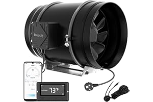 Brogachy 200mm Ventola Aspirazione Wifi App,Con Programmazione di Temperatura e umidità, Ventola di Aspirazione 1413m³/ h,Estrattore Aria 3000 RPM,Trifase EC Motore,Per Ventilazione,Tenda di crescita.
