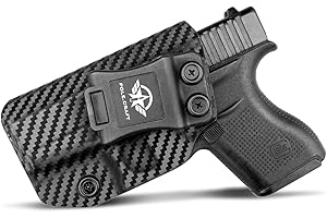 POLE.CRAFT Glock 43 Holster, Glock 43x Holster IWB Carbon Fiber Kydex Funda Custom Fit: Glock 43 / Glock 43X (Gen 1-5) Pistol - Cintura interior Transporte Oculto - Botón Mag superpuesto - Entrada ensanchada - Sin desgaste, sin fluctuaciones