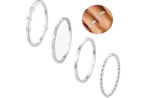 Avotto 4PC Gold Rings for Women, S925 Sterling Silver 14k Gold Filled Plated Stackable Thin Thumb Ring Set Cubic Zirconia Dainty Stack Gold Knuckle Rings Set Size 6-10