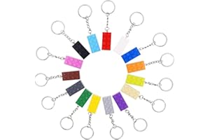 DOYUKY 16 Piezas Llaveros de Ladrillo, Llaveros Decorativos, Llaveros de Juguete, Juego de Brick Keyrings para Fiestas de Cumpleaños, Premios para Niños, Regalo de Navidad（16 Colores）