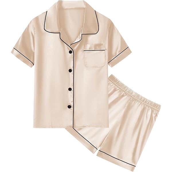 Schbbbta Women's Satin Pajama Set - 2 Piece Button-Down Sleepwear, Soft & Silky, T-Purple, Large - View #6