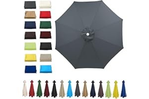 HonunGron Anti UV 50+ Auvent De Remplacement pour Parasol 2m/2,7m/3m, 6 Baleines/8 Baleines Toile De Parasol Déporté Remplacement pour Cour,Jardin,Plage,Terrasse (3m - 8 Ribs,Gris)