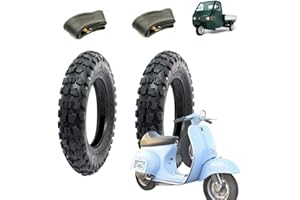 ECOVELO 2 Reifen 3.50 – 10 + Kammern Reifen 6PR Cross mit Dübeln für Ape Piaggio Vespa PX 125 Primavera 150 200
