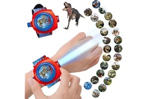 BSTCAR Zegar projekcyjny dinozaurów z 24 zdjęciami, cyfrowy zegar projekcyjny 2 w 1, kreskówka, elektroniczny zegarek 3D, zabawka, dla dzieci i chłopców, Dinosaur, 22*3CM