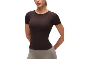 CRZ YOGA Softembrace T-shirt med hög hals | Träning, Ultramjuk, Tight Passform, Midjelängd, Kortärmade Toppar för Damer