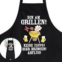 MEJOSER Grillschürze-Bin am Grillen! Keine Tipps! Bier bringen! Abflug- Grillschürze für Männer Lustig als Geschenkidee…