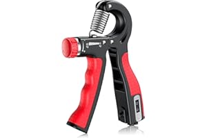VINTEAM Grip Strengthener Kit, Hand Gripper with Mechanical Counter for Tracking, 5-60kg Adjustable Forearm Strengthener for Muscle Building and Hand Exercise-Black Red