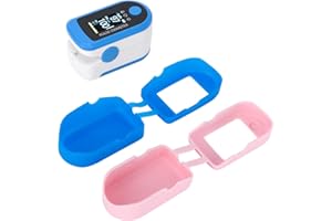 YUUGAA Estuche para oxímetro, 2 uds, Funda para oxímetro, Protector portátil de Silicona para Monitor de Pulso en la yema del Dedo para Viajes a casa(Azul + Rosa)