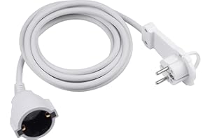 CONMETALL MEISTER GMBH Meister Schutzkontakt-Verlängerung - Extraflacher Stecker - 3 m Kabel - weiß - IP20 Innenbereich / Kupplung mit Berührungsschutz / Schuko-Verlängerung mit Flachstecker / Stromkabel / 7432360