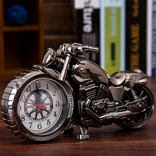 OFT Vintage Motorrad Alarm Clock Wecker Motorcycle Tischuhr Quartzuhr Standuhr (Oddiyana+gold) - 4