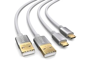 PAXO 2x PS4 controller charging cable, 4m cable for Playstation 4, Sony PS4, PS4 Slim, Microsoft Xbox One controllers, micro USB charging cable, white