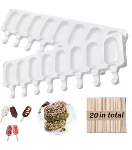 Moule à Glaces En Silicone POWLYB 12 Places - Avec Bâtonnets Et Entonnoir - Sans BPA - Pour Sorbets Et Esquimaux