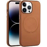 PSR aksesuar Kahverengi PU Deri Magsafe Wireless Şarj &Ouml;zellikli Zore Derix Kılıf-Kahverengi iPhone 14 Pro ile uyumlu