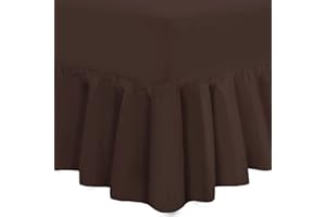 Nimsay Home Plain Dyed Over the Mattress Fitted Frilled Valance Sheet Poly Cotton Bed Sheet (Chocolate, Super King)