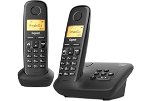 Gigaset A270A Duo - Cordless DECT phone with 2 handsets, answering machine and a large, illuminated display - brilliant audio quality - 200 hours standby time - large phone book, black
