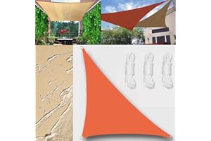 GLIN Sun Shade Sail Outdoor Waterproof Right triangle 2x2x2.8m Shade Sails Canopy UV Protection for Garden Patio Block With Rope Shade Sail Kit Orange