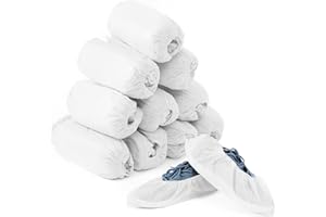 LATRAT Lot de 100 Surchaussures Jetables, Couvre Chaussure Impermeable, Chaussures jetables en Tissu non tissé pour Le Nettoyage de moquette, Protection de Sol - Blanc