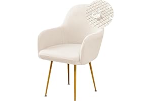 ABZDUNG Stretch-Esszimmerstuhlbezüge, wasserdicht, Jacquard, Stuhlhussen mit gebogener Rückenlehne und Armlehne, Abnehmbarer und waschbarer Bezug for Schminktisch, Party, Hotel(White,4 PCS)