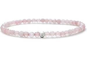 BERGERLIN Genuine Natural Stone Bracelet with 925 Sterling Silver Pearl Bracelet, for Men and Women, with Certificate of Authenticity