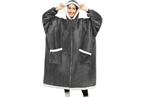 RITOSTA Manta de Sudadera con Capucha para Mujeres Invierno Sudaderas Hombre Gigante Manta de Forro Polar Sherpa con Cremallera Bolsillos,Regalo para Mujer Hombre,Talla Única