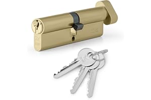 XFORT Brass 40/40T Thumb Turn Euro Cylinder Lock (80mm), UPVC Door Lock, 6 Pin Cylinder Lock with Key and Thumbturn, PVC Door Lock, Euro Lock Cylinder, Barrel Lock for Front Door or Internal Door