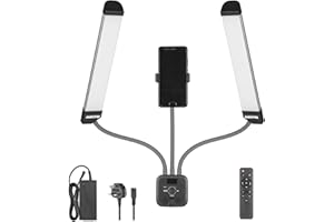 AMBITFUL AL-20 Double Arms Fill LED Light,40W 3000K-6000K(±200K), with LCD Screen and Remote Control,for Beauty Makeup, Manicure, Tattoo,Live Online,Photo Studio Live Broadcast (AL-20 UK Plug）