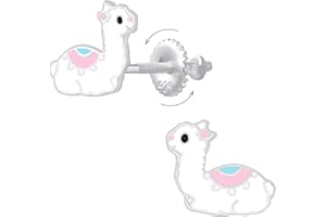 Laimons Pendientes infantiles de alpaca – Un bonito accesorio de plata de ley 925 auténtica para pequeños amantes de la moda con cierre para girar, Plata de ley plata de ley Esmalte