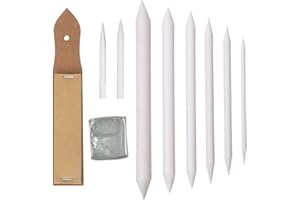 SANTOO 8 Stück Mischen Papierwischer Estompen Set mit 1 Stück Schleifpapier Bleistife Spitzer für Student Skizze Zeichnen